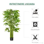 HOMCOM planta artificiala de bambus, cu ghiveci, 160cm, verde 