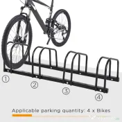 HOMCOM Suport de parcare pentru 4 biciclete din otel, 110x33x27 cm, negru 