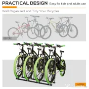 HOMCOM Suport de parcare pentru 4 biciclete din otel, 110x33x27 cm, negru 