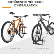 HOMCOM Suport de parcare pentru 4 biciclete din otel, 110x33x27 cm, negru 