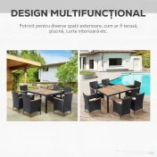 Outsunny Set Mobilier Gradina 7 Piese – Ratan, Lemn & Perne Moi