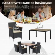Outsunny Set Mobilier Gradina 7 Piese – Ratan, Lemn & Perne Moi