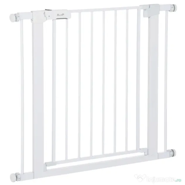 Poarta de siguranta pentru caini PawHut, 75-96cm, alb | Aosom Romania