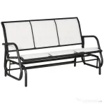 Outsunny Banca Balansoar de Gradina 3 Locuri din Metal si Tesatura, 147x70x85cm, Bej