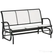 Outsunny Bancă Balansoar de Grădina cu 3 Locuri din Metal și Țesătură, 151x75x85 cm, Alb | Aosom Romania 