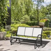 Outsunny Bancă Balansoar de Grădina cu 3 Locuri din Metal și Țesătură, 151x75x85 cm, Alb | Aosom Romania 