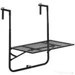 Outsunny Masă Pliabilă pentru Balustradă sau Balcon, din Metal, Reglabilă în Înălțime, 60x60x57-72cm, Negru | Aosom Romania