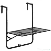 Outsunny Masă Pliabilă pentru Balustradă sau Balcon, din Metal, Reglabilă în Înălțime, 60x60x57-72cm, Negru | Aosom Romania 