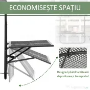 Outsunny Masă Pliabilă pentru Balustradă sau Balcon, din Metal, Reglabilă în Înălțime, 60x60x57-72cm, Negru | Aosom Romania 