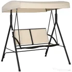 Outsunny Balansoar cu 2 Locuri de Gradina pentru Exterior, 140x118x162cm Bej