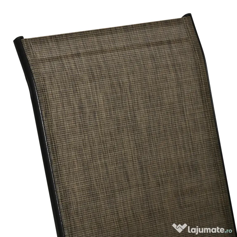 Outsunny Set 4 Piese Scaune de Gradina cu Cotiere, Scaune de Exterior Stivuibile din Metal si Tesatura Respirabila, Maro