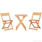 Outsunny Set 3 Piese Masa si Scaune de Gradina Pliabile din Lemn pentru Exterior