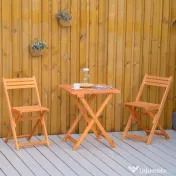 Outsunny Set 3 Piese Masa si Scaune de Gradina Pliabile din Lemn pentru Exterior