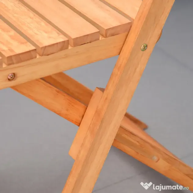 Outsunny Set Mobilier de Grădina din Lemn de Teak, 3 Piese, Masa și Scaune Pliabile, Rezistent la Intemperii, Design Natural | Aosom Romania
