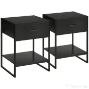 Homcom Noptiere Moderne (set 2 buc) cu sertar si raft 