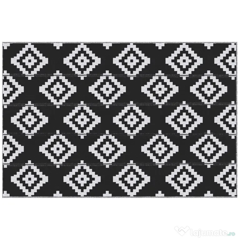 Outsunny Covor de Exterior Rezistent la Raze UV, 182x274 cm, Negru și Alb | Aosom Romania