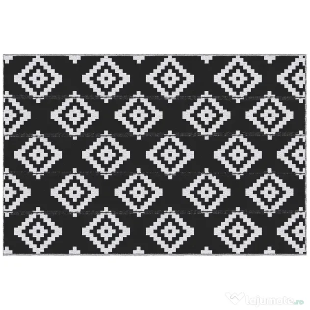 Outsunny Covor de Exterior Rezistent la Raze UV, 182x274 cm, Negru și Alb | Aosom Romania