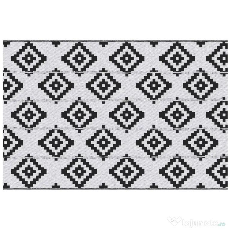 Outsunny Covor de Exterior Rezistent la Raze UV, 182x274 cm, Negru și Alb | Aosom Romania