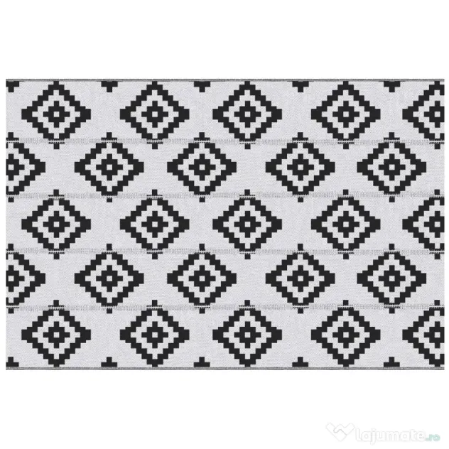 Outsunny Covor de Exterior Rezistent la Raze UV, 182x274 cm, Negru și Alb | Aosom Romania