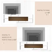 HOMCOM Dulap TV cu Poliță de Perete, Rafturi Deschise și Dulap Închis pentru Sufragerie și Dormitor, 153,6x25x42 cm, Alb | Aosom Romania