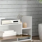 HOMCOM Dulap TV cu Poliță de Perete, Rafturi Deschise și Dulap Închis pentru Sufragerie și Dormitor, 153,6x25x42 cm, Alb | Aosom Romania