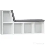 HOMCOM Bibliotecă cu 5 Rafturi Deschise și 2 Perne, Mobilier Modern din Lemn, pentru Living, Dormitor și Birou, Gri Alb
