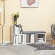 HOMCOM Bibliotecă Modulară cu 5 Rafturi Deschise și 2 Perne, Mobilier pentru Living, Dormitor și Birou, Gri Alb | Aosom Romania 