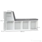 HOMCOM Bibliotecă Modulară cu 5 Rafturi Deschise și 2 Perne, Mobilier pentru Living, Dormitor și Birou, Gri Alb | Aosom Romania 