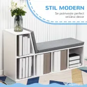 HOMCOM Bibliotecă Modulară cu 5 Rafturi Deschise și 2 Perne, Mobilier pentru Living, Dormitor și Birou, Gri Alb | Aosom Romania 