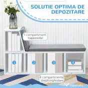 HOMCOM Bibliotecă Modulară cu 5 Rafturi Deschise și 2 Perne, Mobilier pentru Living, Dormitor și Birou, Gri Alb | Aosom Romania 