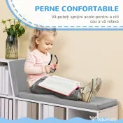 HOMCOM Bibliotecă Modulară cu 5 Rafturi Deschise și 2 Perne, Mobilier pentru Living, Dormitor și Birou, Gri Alb | Aosom Romania 