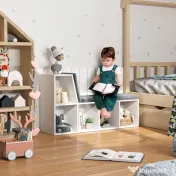 HOMCOM Bibliotecă Modulară cu 5 Rafturi Deschise și 2 Perne, Mobilier pentru Living, Dormitor și Birou, Gri Alb | Aosom Romania 