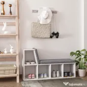 HOMCOM Bibliotecă Modulară cu 5 Rafturi Deschise și 2 Perne, Mobilier pentru Living, Dormitor și Birou, Gri Alb | Aosom Romania 