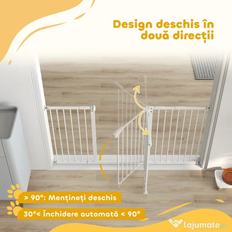 PawHut Porțiță pentru Câini și Animale de Companie cu 3 Extensii, Lățime Reglabilă, 74-147.5x76.2 cm, Alb | Aosom Romania