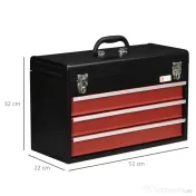 DURHAND Cufar cu 3 sertare pentru unelte, cutie de unelte metalica cu blocare, cutie de unelte portabila, 510mm x 220mm x 320mm 