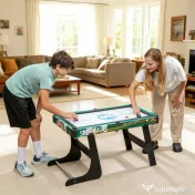 HOMCOM Masă de Joc 6 în 1 cu Fotbal de Masă, Biliard, Air Hockey, Ping Pong, Inele și Hochei pe Iarbă, 118x104x71 cm 