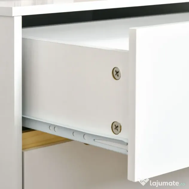 HOMCOM Noptieră Modernă cu 2 Sertare Masă Laterală Picioare Lemn Masiv pentru Dormitor sau Living 50x40x50.5cm | Aosom Romania