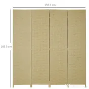HOMCOM Paravan Separare Spațiu din Lemn, Pliabil, Înălțime 170 cm, Maro, pentru Living sau Birou | Aosom Romania