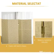 HOMCOM Paravan Separare Spațiu din Lemn, Pliabil, Înălțime 170 cm, Maro, pentru Living sau Birou | Aosom Romania