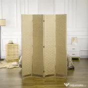 HOMCOM Paravan Separare Spațiu din Lemn, Pliabil, Înălțime 170 cm, Maro, pentru Living sau Birou | Aosom Romania
