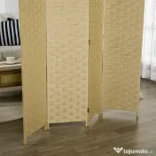 HOMCOM Paravan Separare Spațiu din Lemn, Pliabil, Înălțime 170 cm, Maro, pentru Living sau Birou | Aosom Romania