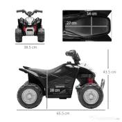 AIYAPLAY Quad Electric pentru Copii 18-36 Luni cu Lumini LED, Claxon și Pedale, 65,5x38,5x43,5 cm, Negru 