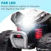 AIYAPLAY Quad Electric pentru Copii 18-36 Luni cu Lumini LED, Claxon și Pedale, 65,5x38,5x43,5 cm, Negru 