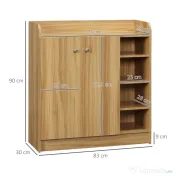 Homcom Dulap Pantofi Lemn – 12 Perechi, 4 Rafturi Deschise 