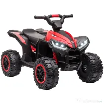 HOMCOM  ATV 12V pentru copii cu cauciucuri late, masina, faruri LED, claxon, muzica, pentru 3-5 ani, rosu | Aosom Romania