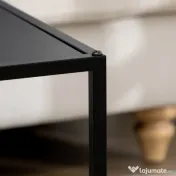HOMCOM Set de 2 Mese de Cafea Pătrate Suprapozabile pentru Living și Sufragerie din Oțel, Negru 