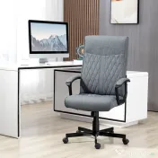 Vinsetto Scaun de birou pentru casa cu spatar inalt, pivotant la 360 de grade, inaltime si inclinare reglabila, gri inchis 
