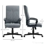 Vinsetto Scaun de birou pentru casa cu spatar inalt, pivotant la 360 de grade, inaltime si inclinare reglabila, gri inchis 