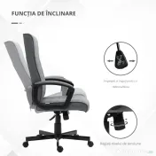 Vinsetto Scaun de birou pentru casa cu spatar inalt, pivotant la 360 de grade, inaltime si inclinare reglabila, gri inchis 