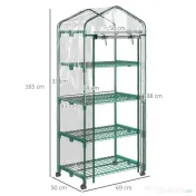 Outsunny Sera Verticala Alb 4 Rafturi – Otel & PVC, Pentru Balcon/Terasa 